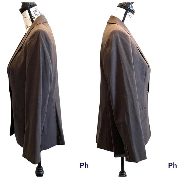 Talbots Blazer Jacket Brown Size 8 Petite Stretch business office Wool Blend - Picture 4 of 9